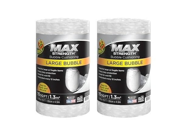 DUCK BRAND MAX STRENGTH Large Bubble Cushion Bubble Wrap