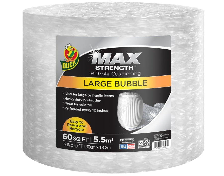 DUCK BRAND MAX STRENGTH Large Bubble Cushion Bubble Wrap